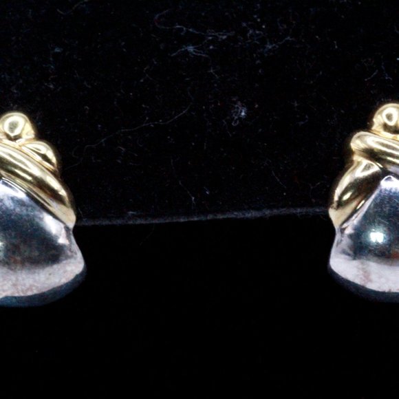 Contemporary QVC Sterling Silver Two Tone Vermeil Post Earrings - Picture 2 of 7